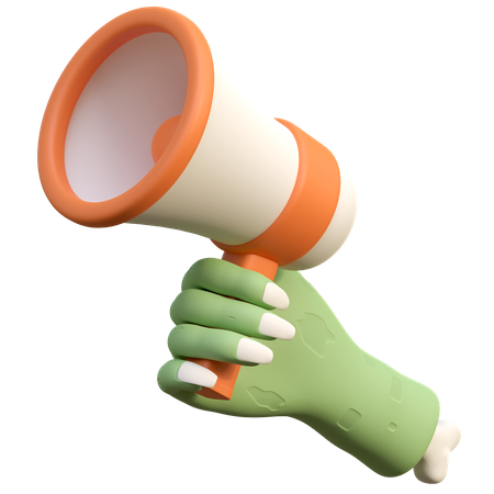 Zombie Hand Holding Megaphone  3D Icon